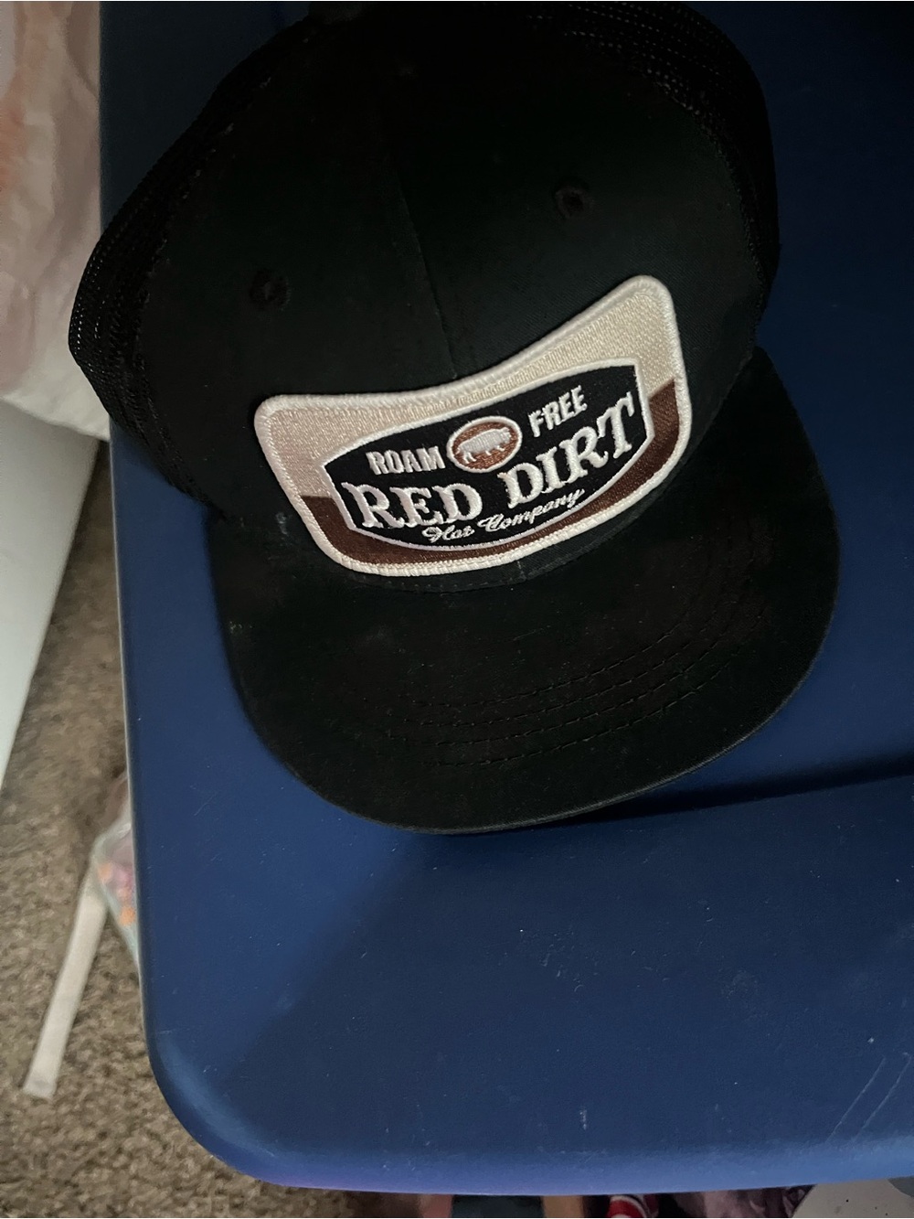 Red Dirt Patch Black Trucker Hat